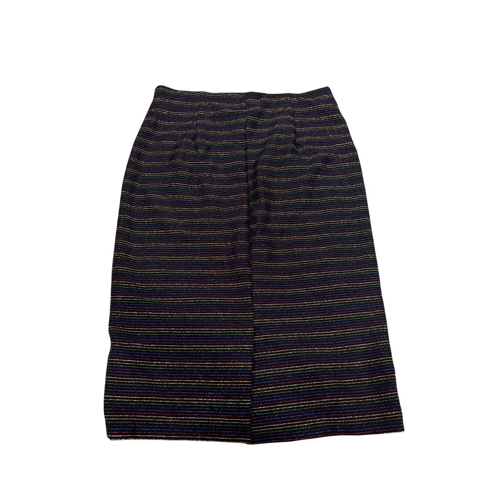 ECI New York Womens Midi Skirt Size M Black Metallic‎ Striped Elastic Waist